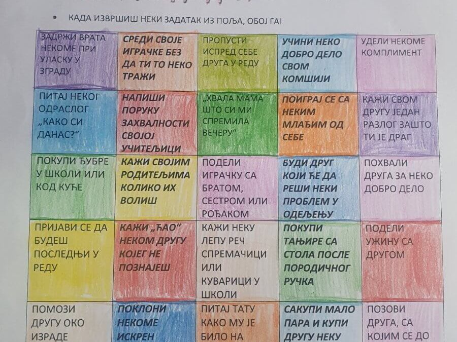 Недеља заједништва-петодневни изазов „ Буди љубазан, буди друг“ у првом разреду