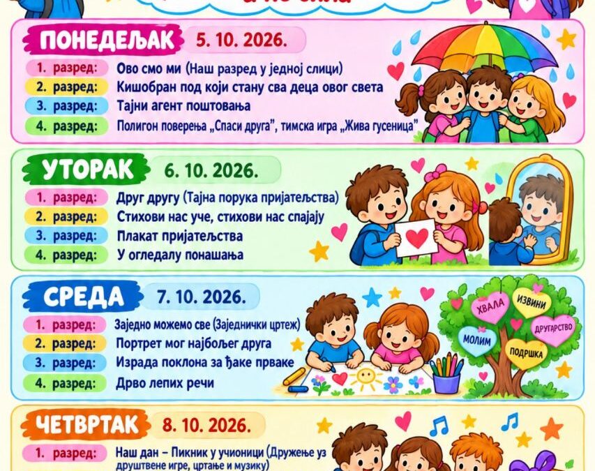 ДЕЧИЈА НЕДЕЉА – план активности